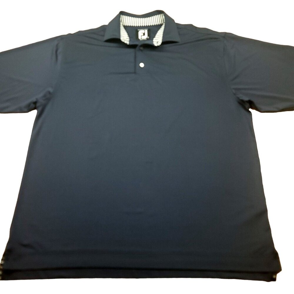 FootJoy Mens L Shirt‎ Performance Polo Navy Blue ProDry Lisle Peninsula Logo